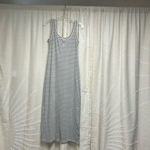 Loft size XS Grey/ivory stripe maxi tank dress